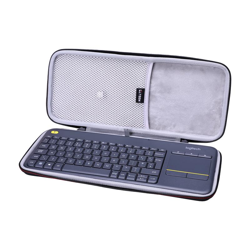 LTGEM Black EVA Hard Case for Logitech K400 Plus Wireless Living-room Keyboard with Touchpad for Home Theatre PC Connected to TV светло-серый