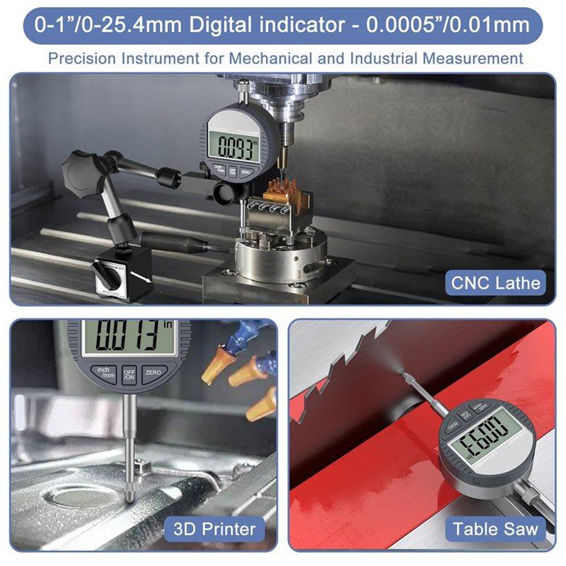 A25F-Electronic Digital Dial Indicator Gauge 0-12.7Mm/0.5" Inch/Metric Conversion,With 0.01Mm/0.0005"Resolution For Testing B