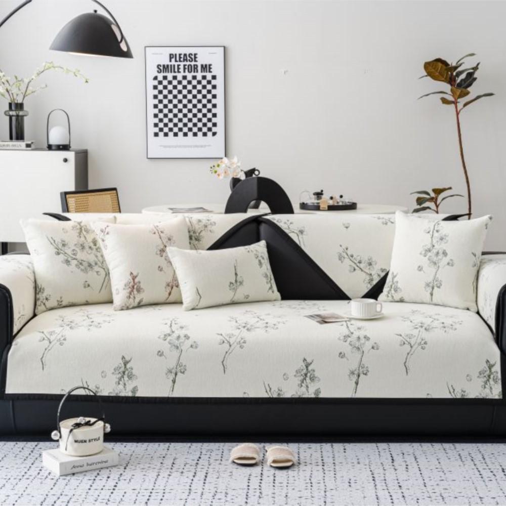 Plum Blossom Sofa Covers Living Room Anti-slip Couch Furniture Protection Cover Universal Chenille Peony Sofa Slipcover