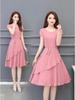 Plus Size Women's A-Line Mid-Length Dress: Waist-Slimming, Age-Reducing, Round Neck, Summer Style