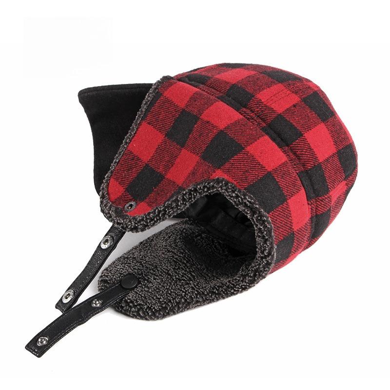 Buffalo Plaid Trapper Baseball Cap Winter Warm Fleece Lined Earflap Hat Aviator Bomber Cap for Men Women