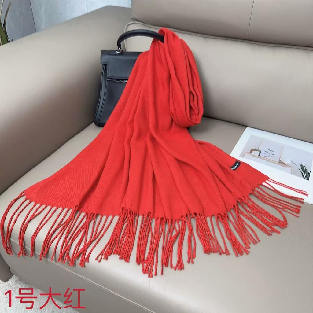 Autumn Winter Scarf Women Cashmere Feel Solid Pashmina Wraps Scarves Female Warm Soft Bufanda Tassel Shawl Long Poncho Echarpe