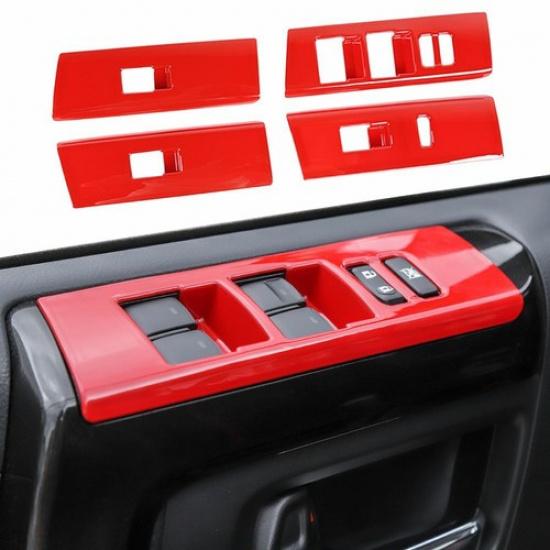 Red Window Lift Switch Button Panel Trim Decor Cover for 4Runner 10+ Accessories