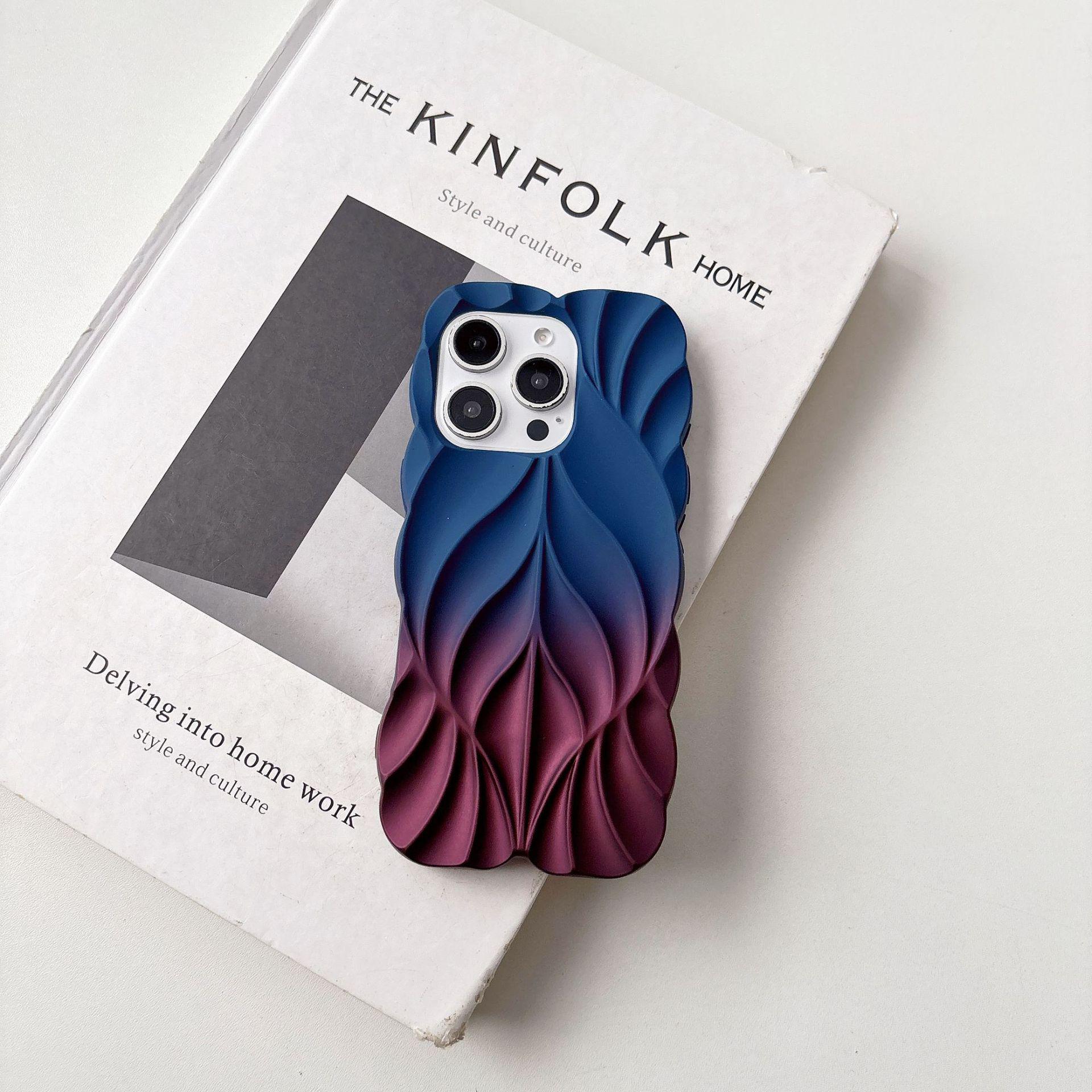 

Чехол для iPhone 17pm Colorblock 3D Лист Противоударный iPhone 15 Pro коричневый/синий