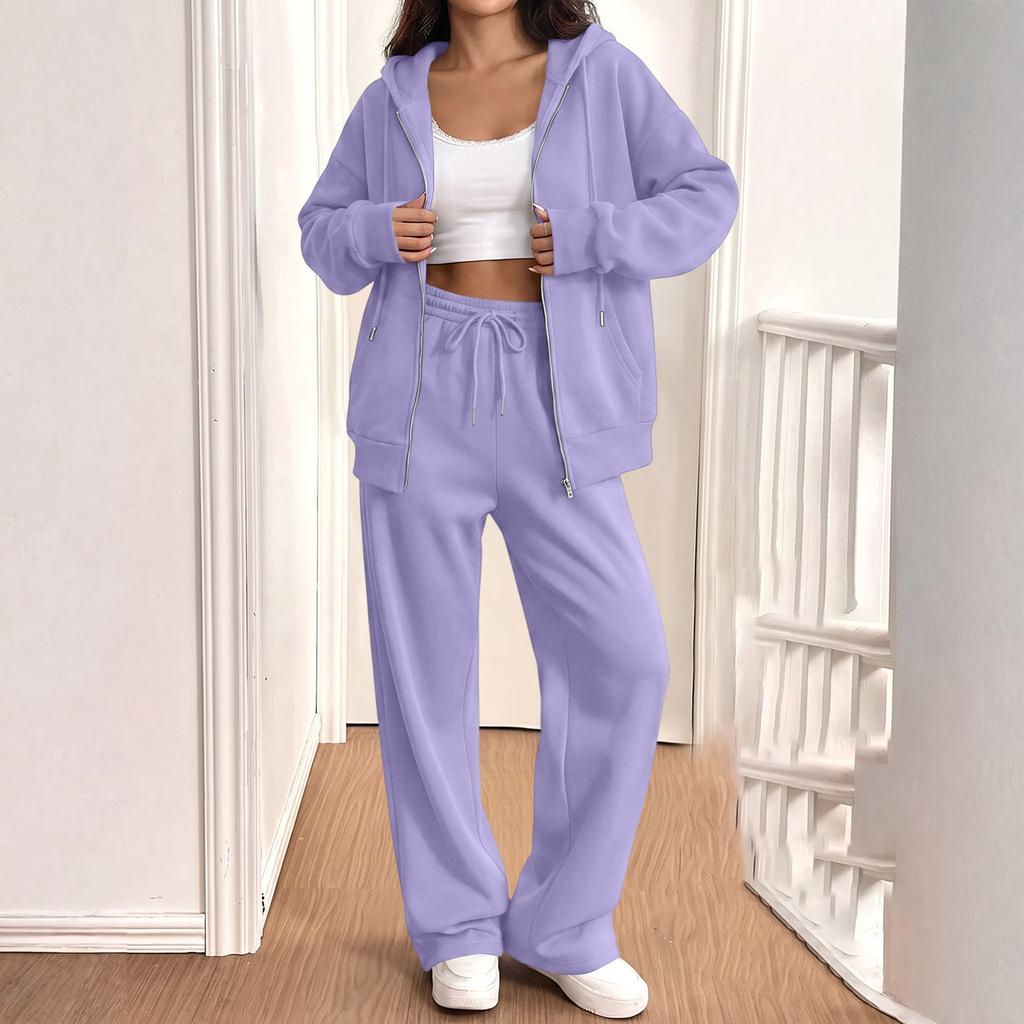 Women's Casual Sweatshirt Jacket and Jogger 2 Piece Set for Fall Winter Wear