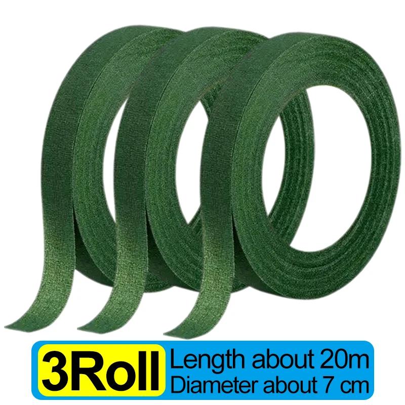 20/1Rolls Green Bouquet Floral Tapes Self-adhesive Stamen Wrapping Paper Tape DIY Flowers Decor for Florist Wedding Party Props