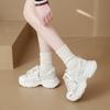 CRLAYDK Women's Chunky Sneakers Fashion Platform White Mesh Breathable Casual Dad Lace Shoes Ladies Wedge Walking Tennis
