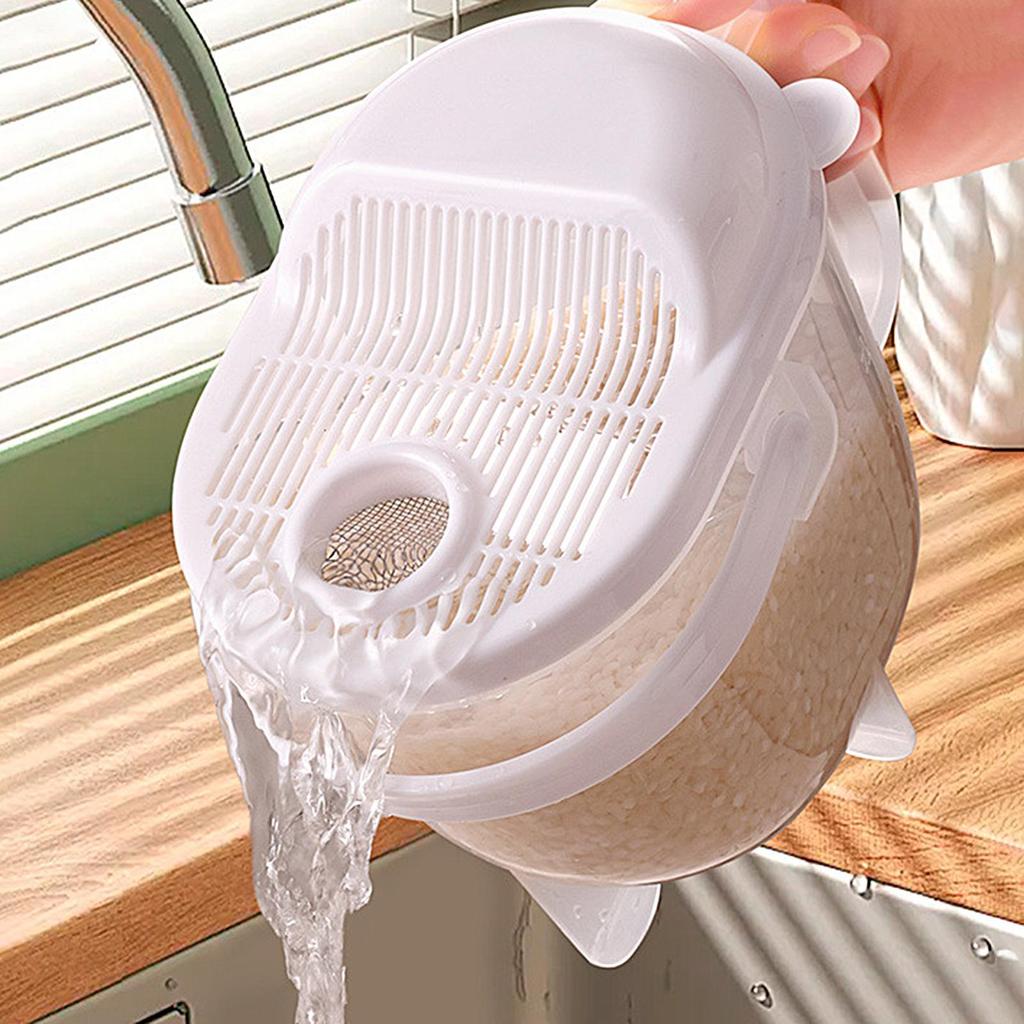 Rice Washing Bowl Kitchen Colander Strainer with Lid Vegetable Fruit Washer for Household Kitchen Restaurant Cooking Tools