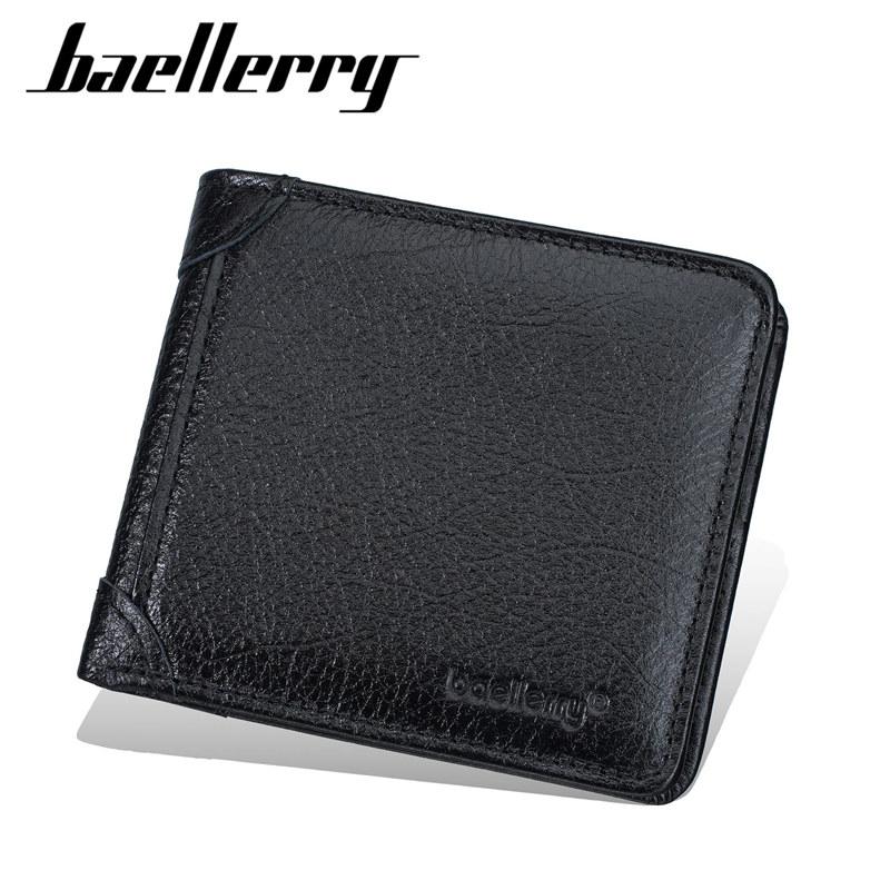 Baellerry Vintage Design Genuine Leather Short Wallets for Men Business ID Card Holder Cash Money Bags Purse