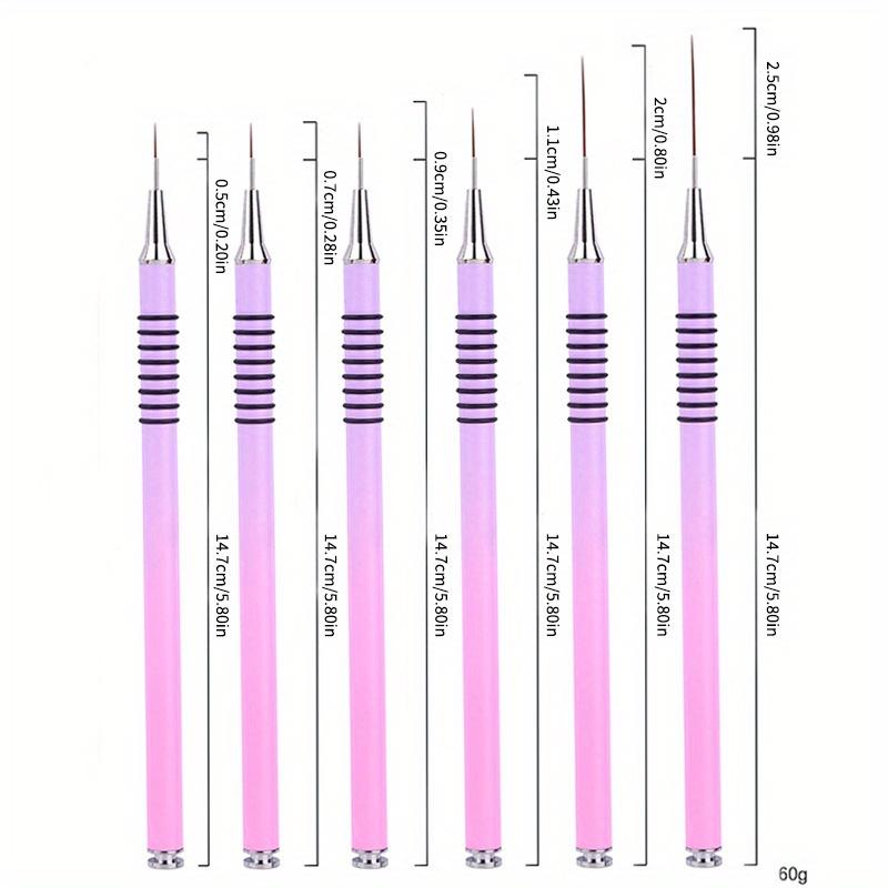 

Purple Art Liner Brushes Set Metal non-slip pen holder Elongated Lines Striping Drawing UV Gel Painting Nail Design Pen