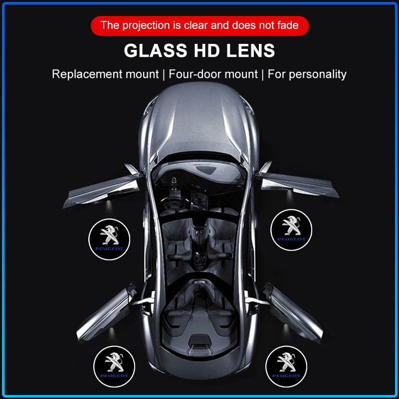2pcs HD Led Welcome Light Car Door Projector Lamps Car Accessories For Peugeot 107 108 206 207 208 301 307 308 405 406 407 408 508 807 2008 3008 4008