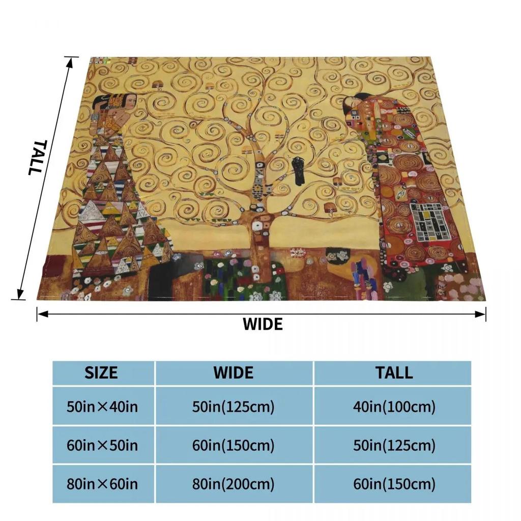 Tree Of Life Stoclet Frieze Gustav Klimt Blankets Fleece Novelty Warm Throw Blanket for Bedspread Autumn/Winter