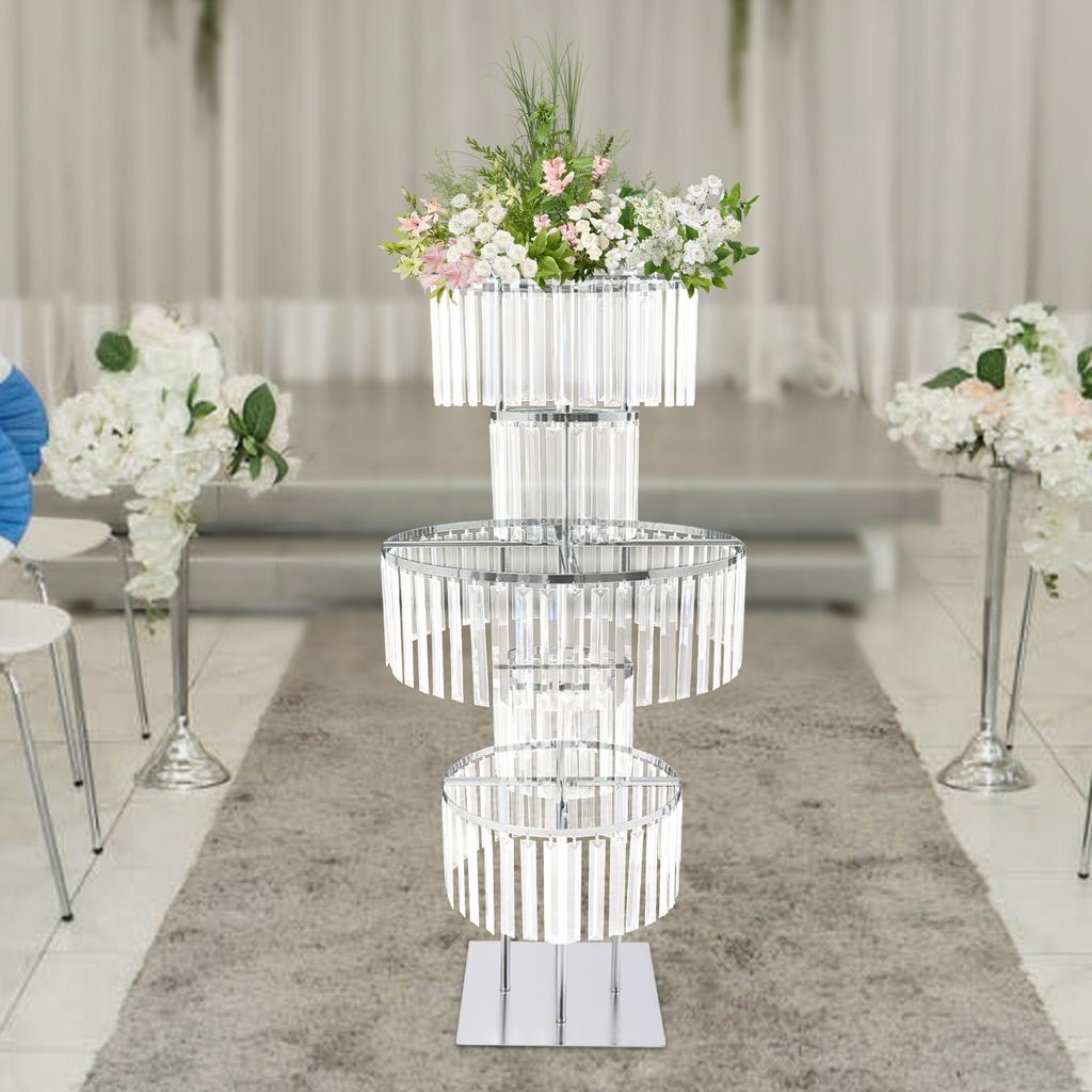 5 Tier 110cm Clear Silver Flower Stand Round Flower Stand for Weddings, Parties, And Special Occasions