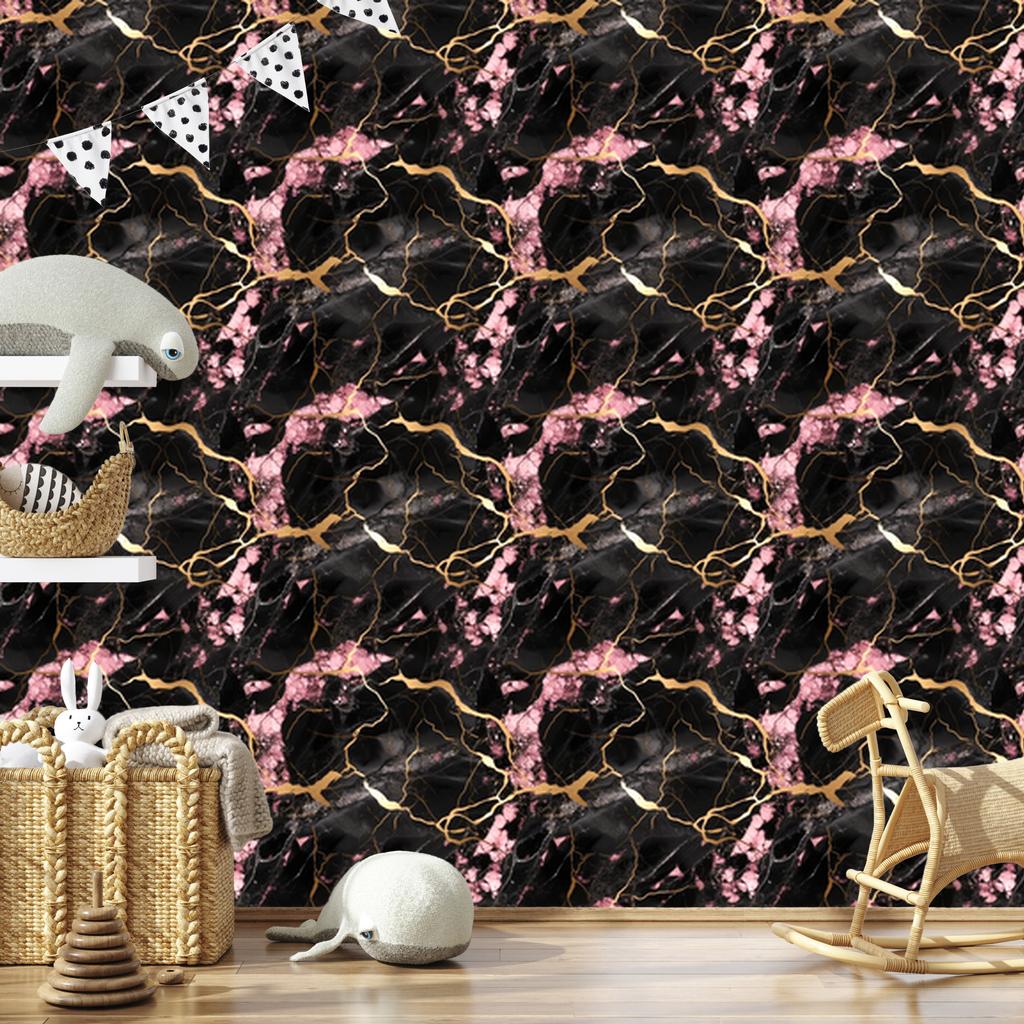 Marble Wallpaper Black, Brown and Burgundy for Living Room and Bedroom 50x1000