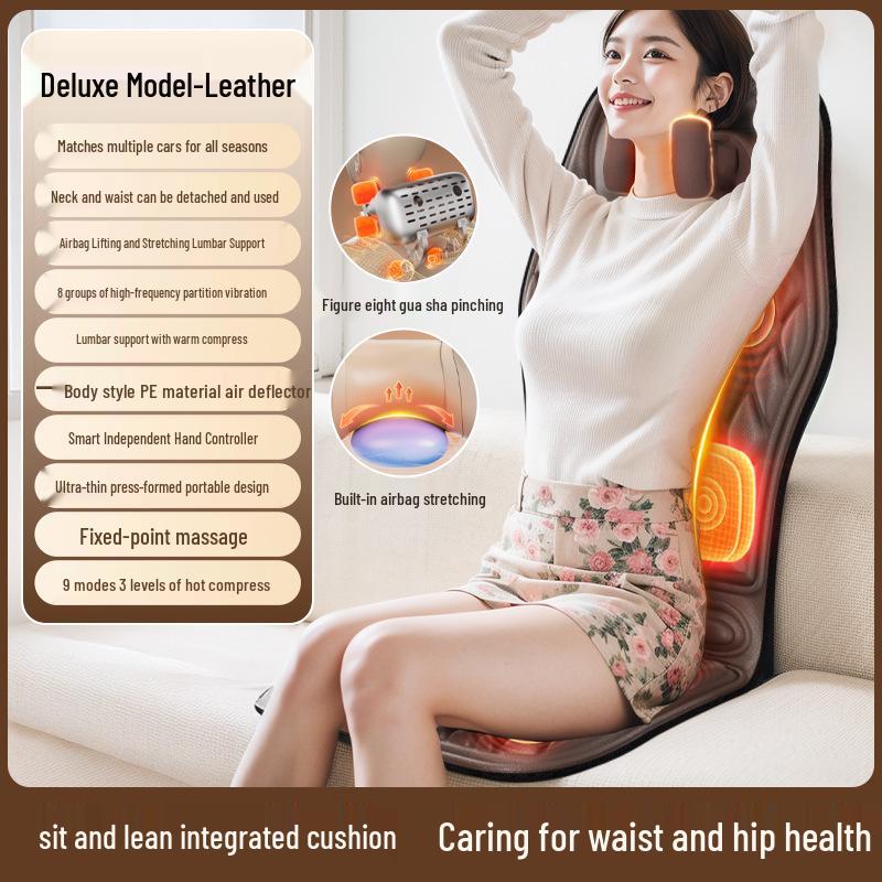 Enlong Multifunctional Heated Vibration Neck & Back Massager Cushion for Car and Home Use