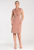 Jacket Dress Midi - Elegant Dress With Buttons - Beige Dress M1067 Size L