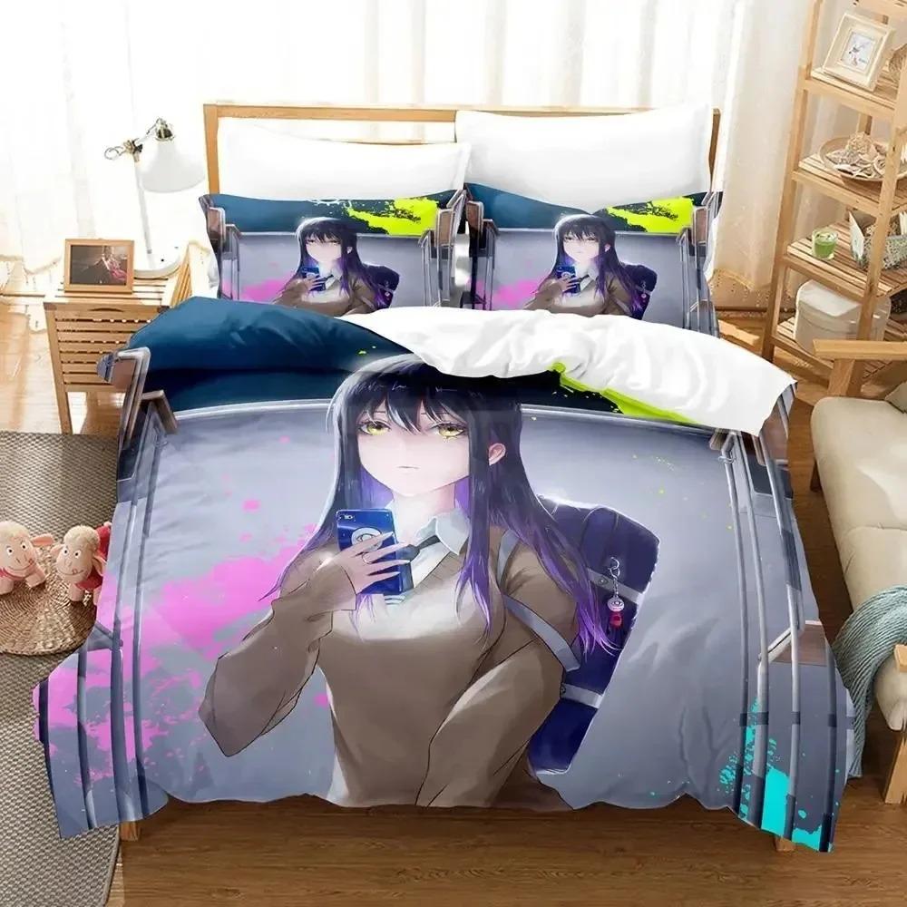 Anime Mieruko-chan Bedding Set Duvet Cover Bed Set Quilt Cover Pillowcase Comforter King Queen Size Boys Adult Bedding Set