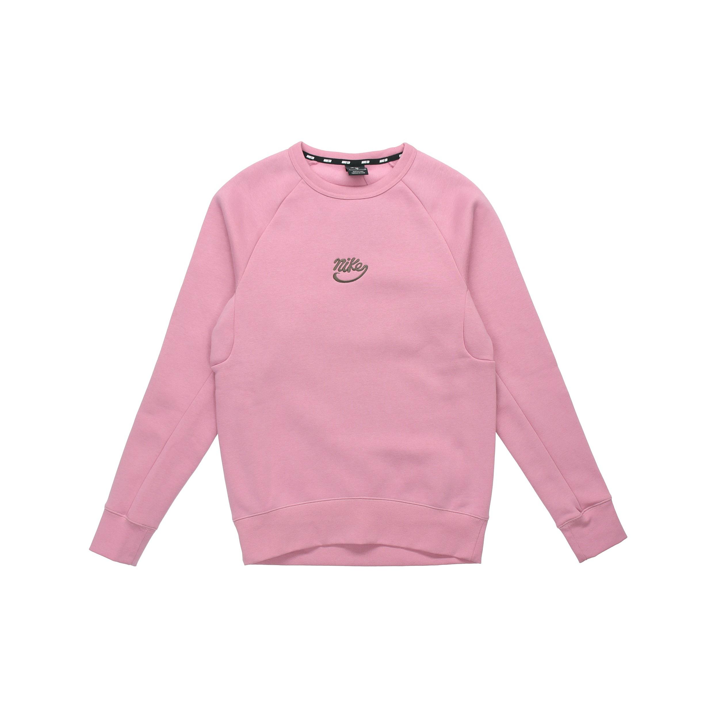 Nike SB Icon Skateboard Fleece Round Neck Pullover Pink Men s 885846-678 M