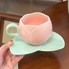 Wind High Value Ceramic Tulip Flower Pot Afternoon Tea Tea Set Cup Saucer Set Internet Celebrity Water Set
