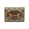Horsebit 1955 Vintage Gold Buckle Logo Canvas And Leather Wallet Unisex Wallet Ebony Brown 621887-92TCG-8563