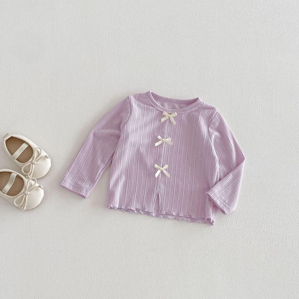 Girls' Bowknot T-shirt - 2026 New Spring Korean Style