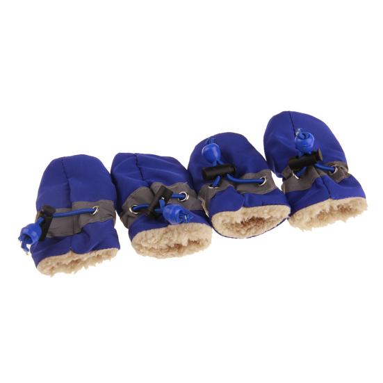 4Pcs Winter Dog Puppy Anti-Slip Sole Adjustable Boots with Shoes Warm Waterproof Fleece Lined Dog