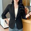Blazer casual da donna taglie forti a maniche 3/4 – Giacca da completo leggera a un bottone (Taglia L-6XL)