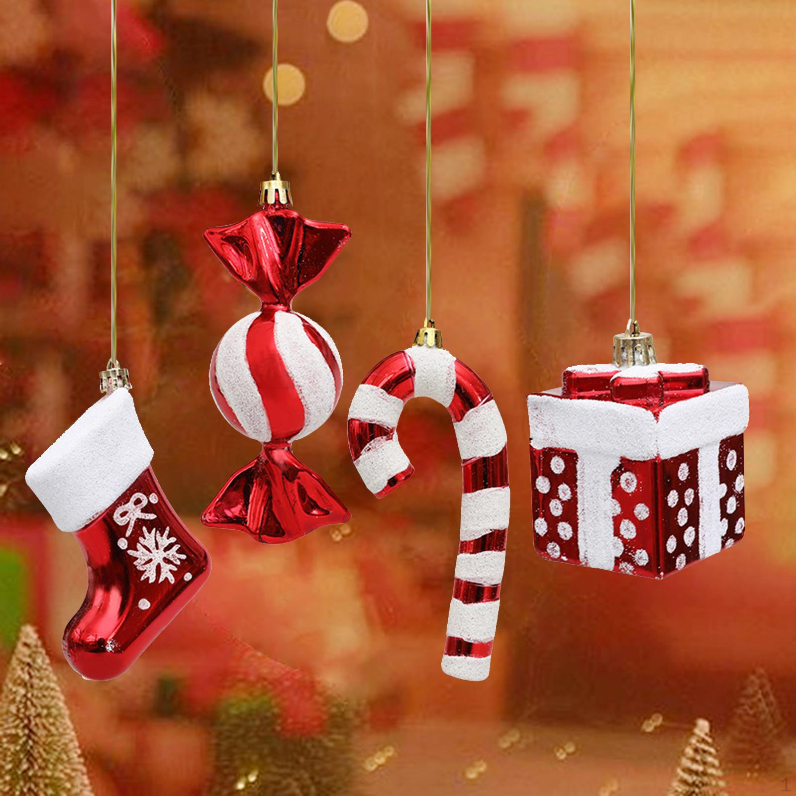 

4 Pieces Xmas Candy Cane Ornament, Christmas Baubles Bulk, Stocking Tree Decoration