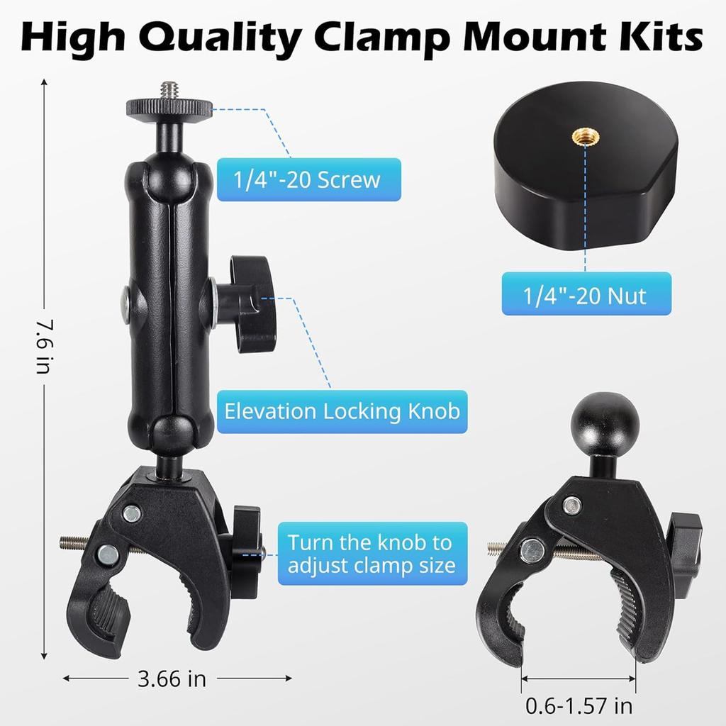 for Starlink Mini Mount Kit,pole Clamp with 1/4 Rv Ladder Mount Roof Rack Pipe Adapter Adjustable Pole Holder for Car Rv Yacht