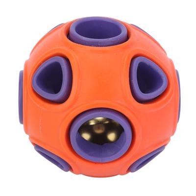 Hundespielzeugball, bissfest, langlebig, Gummi, interaktiver Spielzeugball zur Futterausgabe für Haustiere, mit Glockenton