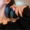 Silver Needle Diamond Flower Tassel Earrings - Retro Palace Style, Light Luxury, Exaggerated High-End Ear Ornaments.