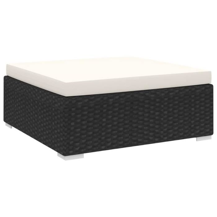 VidaXL Repose-pied sectionnel 1 pc avec coussin Résine tressée Noir