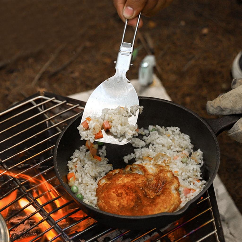 Folding Spatula Outdoor Camping Food Turner Spatula Portable Stainless Steel Spatula for Picnic Barbecue Travel