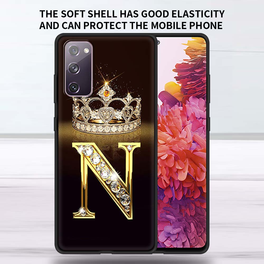 

Чехол с золотым мрамором и монограммой для Samsung Galaxy S22 S21 S20 FE S10 S9 S8 Plus Note 20 Ultra 9 10 Lite, черный мягкий чехол для телефона Note 10 Lite