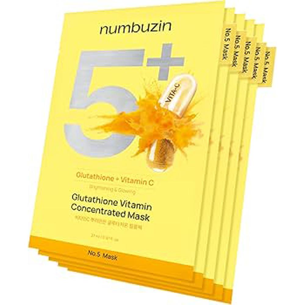 

Numbuzin No.5 Glutathione Vitamin Concentrated Mask (10 Sheets), Korean 10 sheets