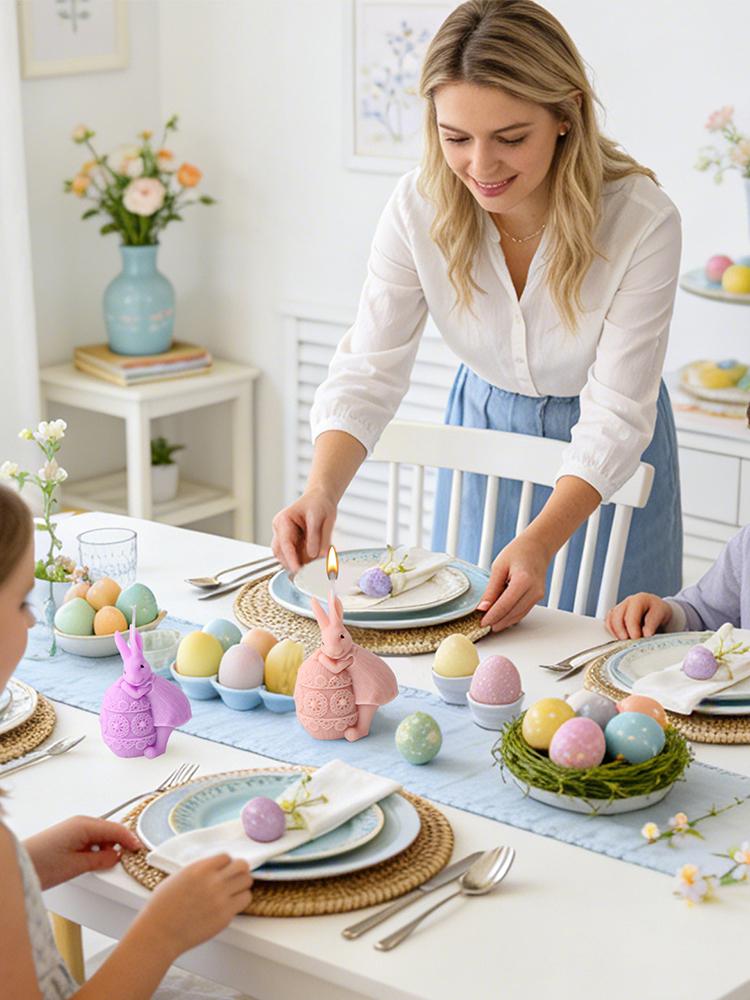 Moldes de Silicona de Pascua Lindos Flexibles Suministros para Manualidades DIY Moldes de Pascua Conejo de Silicona Decoración para Hacer Jabón Velas Resina Epoxi Cera