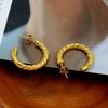 Minimalist Geometric C-Shaped Earrings - Trendy Stainless Steel Accessories for Women