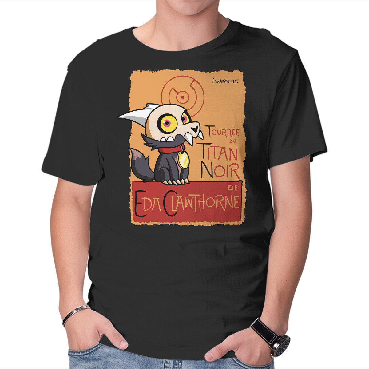 Unisex Crew Neck T-Shirt Tournee Du Titan Noir Graphic Short Sleeve Casual Tee S