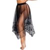 Womens Sheer Mesh Cover Up Skirt Elastic Waistband Lace Trim Midi Tulle Skirt Extender Half Slip