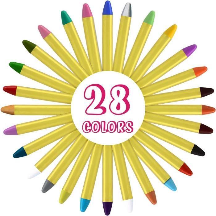 Crayons Maquillage - ACWOO - 28 Couleurs - Non-Toxique - Lavable - Pour Enfants
