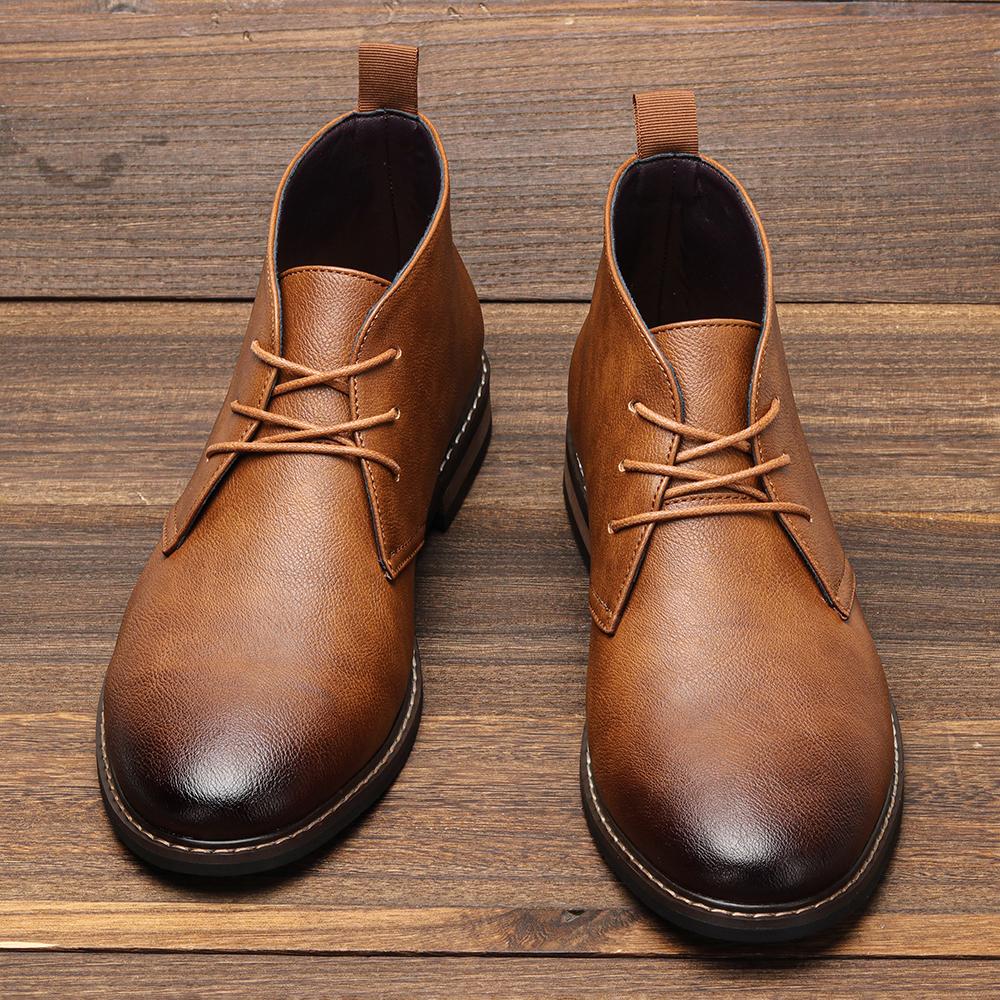 Retro Herren Stiefeletten Marke Übergröße Wüstenstiefel Bequeme Lederstiefel für Herren