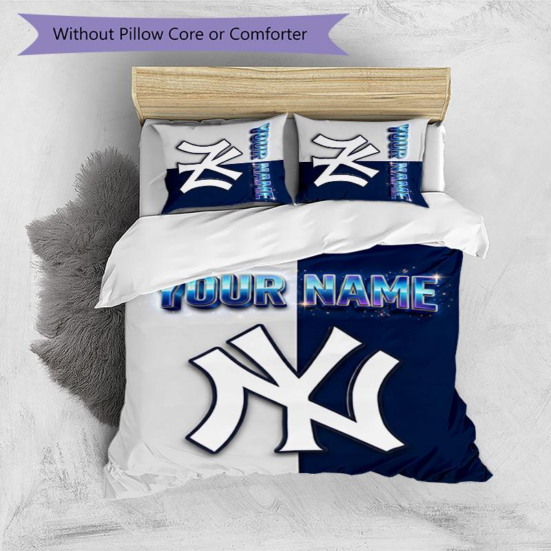 3pcs New York Yankees Cover Set - Personalized Name, HD Printed Bedding with 1 Cover and 2 Pillowcases - Perfect for Home Decor, Easy Care