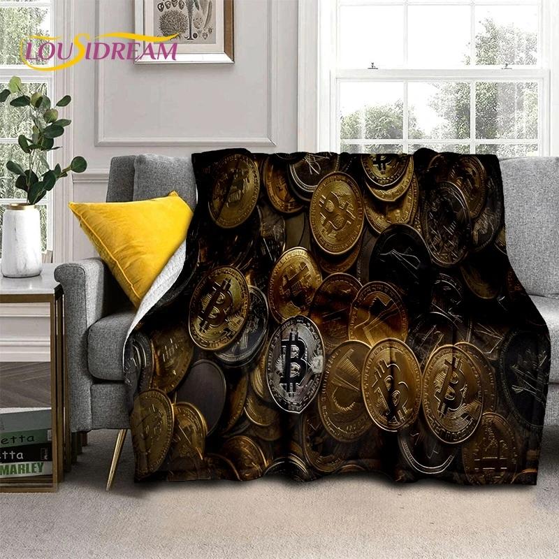 Bitcoin 3D Virtual Currency NFT Blanket,Soft Throw Blanket for Home Bedroom Bed Sofa Picnic Travel Office Cover Blanket Kid gift
