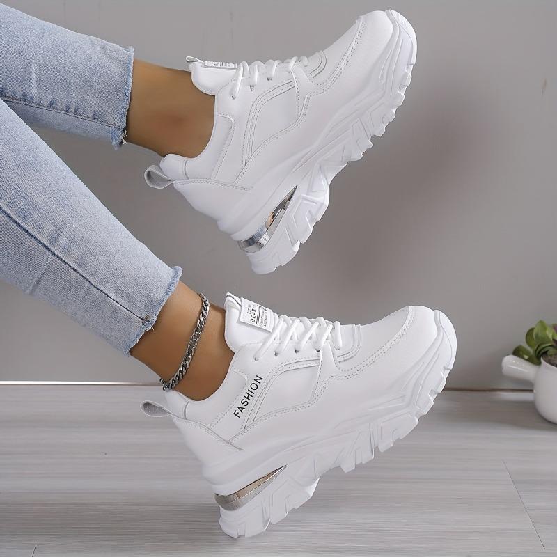Women's Platform Sneakers, Fashion Lace Up Outdoor Shoes, Comfortable Low Top Sport Shoes