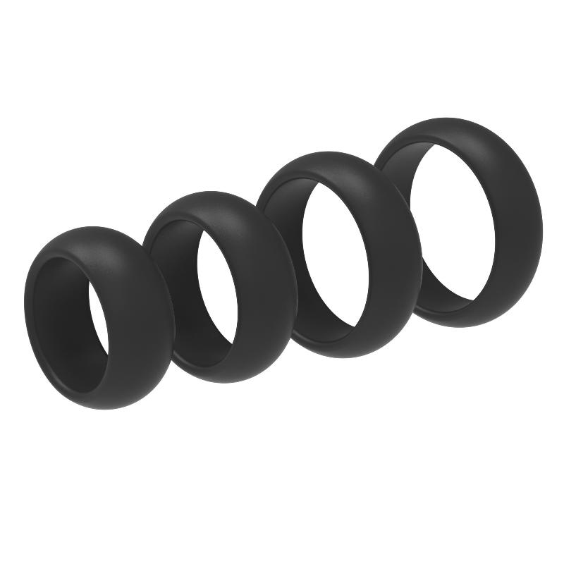4PCS Elastic Silicone Cock Ring Set Hypoallergenic Non-irritating Male Delay Toy for Couples Enhanced Pleasure Play