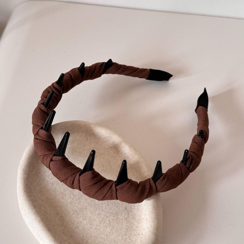 

Wave Hairband with High Crown, Face Washing Cap, Teeth-shaped Hairpin, Fabric Anti-slip Hair Bundle Headband Headwear червоний/коричневий