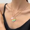 2Pcs Ins Style Heart Rainbow Stitching Necklace Fashion Pendant Alloy Clavicle Chain For Children Best Friend Jewelry Gifts
