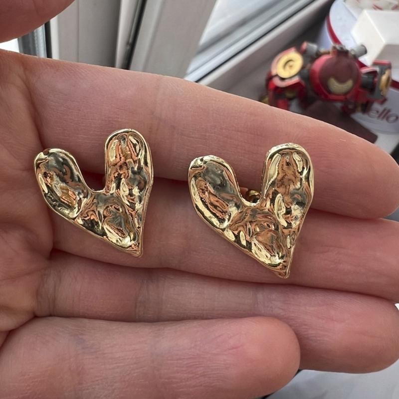 Concave Convex Irregular Heart Earrings for Women Lightweight Alloy Ear Studs Accessory Earwear Accessories for Party