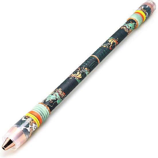 Spinning Pen Menowa Vgg Mod, Auspicious Beast Version with Golden Tips, Handmade Weighted Spin Pen, Black Tortoise Azure Dragon