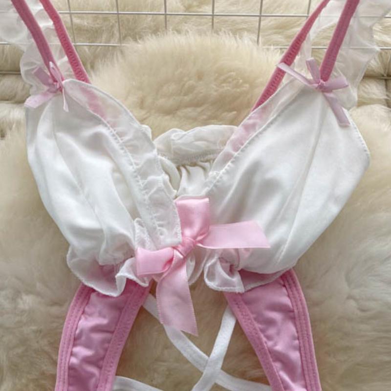 Damen Cosplay Sinnliche Unterwäsche Bodys Frauen Kawaii Backless Aushöhlen Kurze Strampler Weibliche Bogen Erotische Dessous Sexy Playsuits 2024